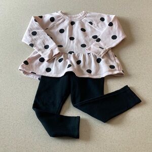Polka Dot Sweatshirt and Black Pant Girls size 4/5